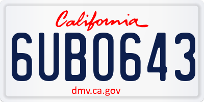 CA license plate 6UBO643