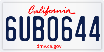 CA license plate 6UBO644
