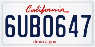 CA license plate 6UBO647