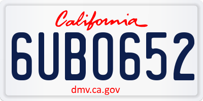 CA license plate 6UBO652