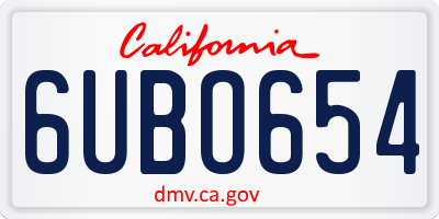 CA license plate 6UBO654
