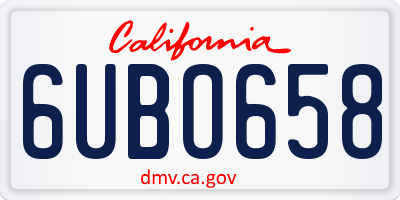 CA license plate 6UBO658