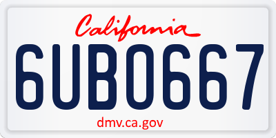 CA license plate 6UBO667