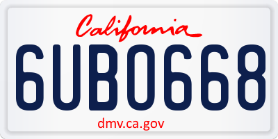 CA license plate 6UBO668