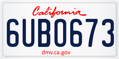 CA license plate 6UBO673