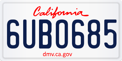 CA license plate 6UBO685