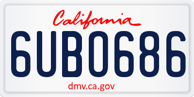 CA license plate 6UBO686