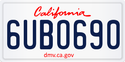 CA license plate 6UBO690