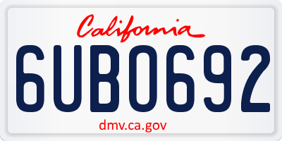 CA license plate 6UBO692
