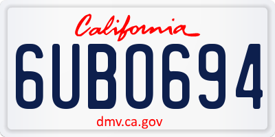 CA license plate 6UBO694