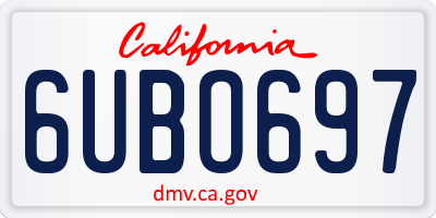 CA license plate 6UBO697