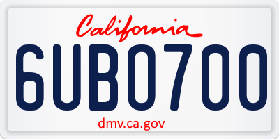 CA license plate 6UBO700