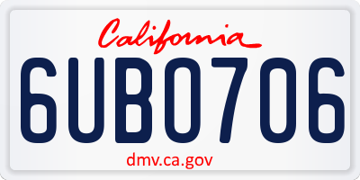 CA license plate 6UBO706
