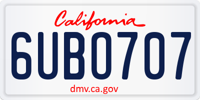 CA license plate 6UBO707