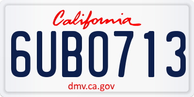 CA license plate 6UBO713