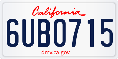 CA license plate 6UBO715