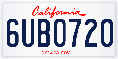 CA license plate 6UBO720