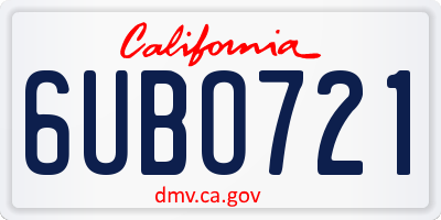 CA license plate 6UBO721