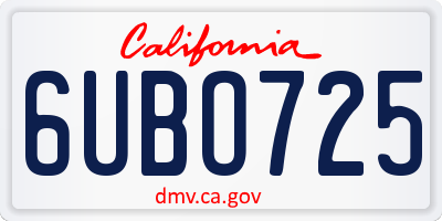 CA license plate 6UBO725