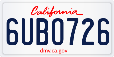 CA license plate 6UBO726
