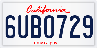 CA license plate 6UBO729