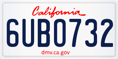 CA license plate 6UBO732