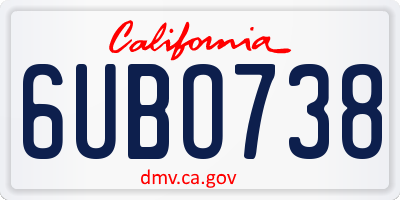 CA license plate 6UBO738