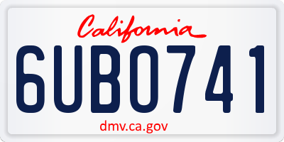 CA license plate 6UBO741
