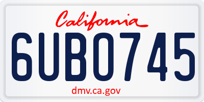 CA license plate 6UBO745
