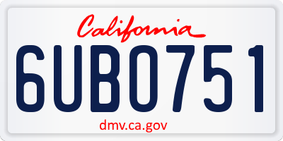 CA license plate 6UBO751