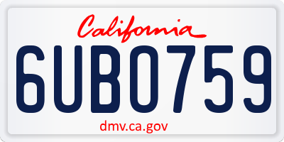 CA license plate 6UBO759