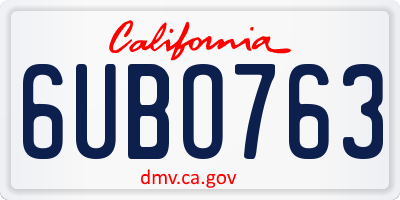 CA license plate 6UBO763