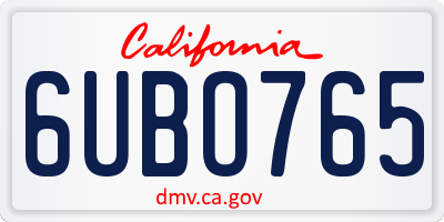 CA license plate 6UBO765