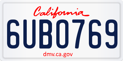 CA license plate 6UBO769