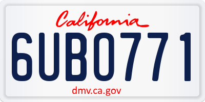 CA license plate 6UBO771