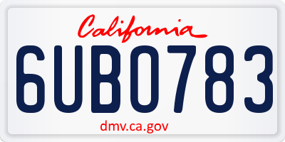 CA license plate 6UBO783