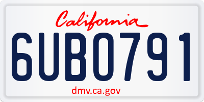 CA license plate 6UBO791