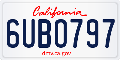 CA license plate 6UBO797