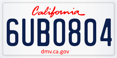 CA license plate 6UBO804