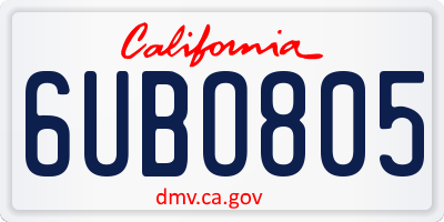 CA license plate 6UBO805