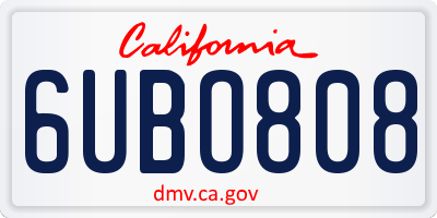 CA license plate 6UBO808
