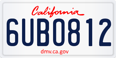 CA license plate 6UBO812