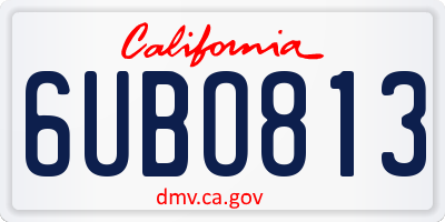CA license plate 6UBO813