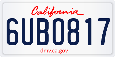 CA license plate 6UBO817