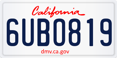 CA license plate 6UBO819