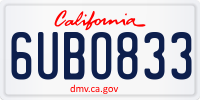 CA license plate 6UBO833