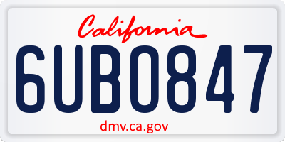 CA license plate 6UBO847