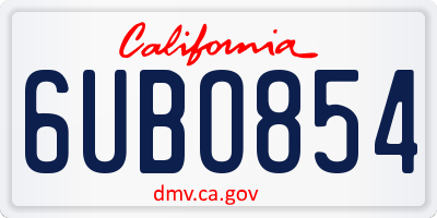 CA license plate 6UBO854