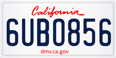 CA license plate 6UBO856