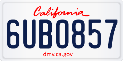 CA license plate 6UBO857